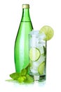 Glass of water with lime, ice and mint Royalty Free Stock Photo