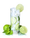 Glass of water with lime, ice and mint Royalty Free Stock Photo