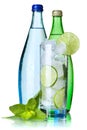 Glass of water with lime, ice and mint Royalty Free Stock Photo
