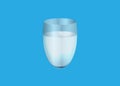 Glass of water or liquid isolated on light blue background, 3D realistic vector illustration. Shiny transparent glass cup Glossy