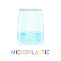 Glass with water and microplastic isolated on white background. Water contaminated with micro plastics.