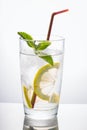 Glass of water with mint and lemon
