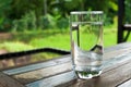 Glass of water outdoors. Royalty Free Stock Photo