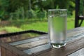 Glass of water outdoors. Royalty Free Stock Photo