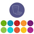 Glass of water and pills icon, outline style Royalty Free Stock Photo