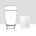 Glass of water and pocket of medicine isolated on white background Royalty Free Stock Photo