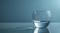 Glass of water on reflective surface with blue background Royalty Free Stock Photo