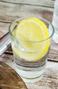 Glass water and slice of lemon Royalty Free Stock Photo