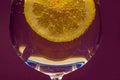 Glass of water with a slice of lemon Royalty Free Stock Photo