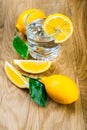 Glass of water and sliced fresh lemon Royalty Free Stock Photo