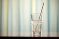 glass of water with a straw, demonstrating refraction Royalty Free Stock Photo