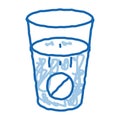 Glass of Water for Taking Pills Supplements doodle icon hand drawn illustration Royalty Free Stock Photo