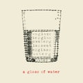 A glass of water in typewriter art