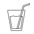 Glass of water vector flat isolated with straw Royalty Free Stock Photo
