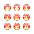 Glass website fire icons Royalty Free Stock Photo