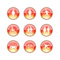 Glass website fire icons Royalty Free Stock Photo