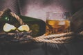 a glass of whiskey, brandy, rum on the bar, a lot of alcohol Royalty Free Stock Photo