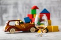 Glass of whiskey and brocken the car. concept to quit drinking Royalty Free Stock Photo