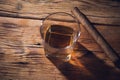 glass of whiskey and cigare Royalty Free Stock Photo