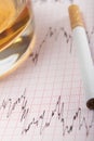 Glass Of Whiskey And Cigarette On ECG Printout Royalty Free Stock Photo