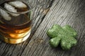 Glass of Whiskey and Clovers Royalty Free Stock Photo