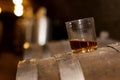 Glass of whiskey in distillery Royalty Free Stock Photo