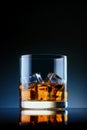 Glass of whiskey with ice on black background12