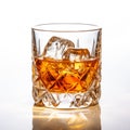 glass of whiskey with ice bowl on transparent background