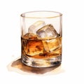 Realistic Watercolor Whiskey Illustration With Meticulous Detail