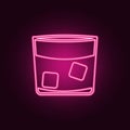 a glass of whiskey with ice icon. Elements of Bar in neon style icons. Simple icon for websites, web design, mobile app, info Royalty Free Stock Photo