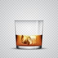 A glass of whiskey with ice, transparent objects on simple background Royalty Free Stock Photo