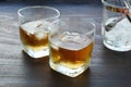 Glass of whiskey over ice