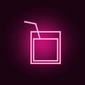 a glass of whiskey with a straw icon. Elements of Web in neon style icons. Simple icon for websites, web design, mobile app, info Royalty Free Stock Photo