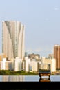 A glass of whisky with city view on background Royalty Free Stock Photo