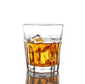 Glass of whisky with ice, isolated on white Royalty Free Stock Photo