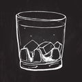 Glass of whisky. Vector sketched illustration at