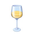 Glass with white grape wine, alcohol drink menu of bar or restaurant
