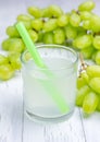 Glass of white grapes juice and grapes