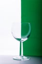 Glass on white and green background