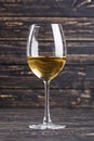 A glass of white semi-dry dessert wine Royalty Free Stock Photo