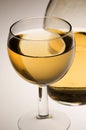 Glass of white wine and bottle Royalty Free Stock Photo