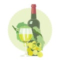 Glass of white wine, bottle, grapes Royalty Free Stock Photo