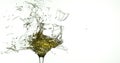 Glass of White Wine Breaking and Splashing against White Background Royalty Free Stock Photo