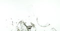 Glass of White Wine Breaking and Splashing against White Background Royalty Free Stock Photo