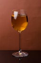 Glass of white wine on a brown background. Still life Royalty Free Stock Photo