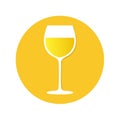 Glass of white wine graphic design within a yellow circle Royalty Free Stock Photo