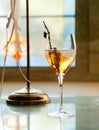 Glass of white wine with ice Royalty Free Stock Photo