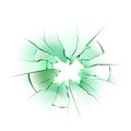 Glass Window Broken With Hole And Crack Vector