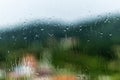 Glass window with rain drop on rainy day Royalty Free Stock Photo