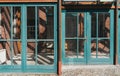 Glass windows and doors with turquoise frames Royalty Free Stock Photo